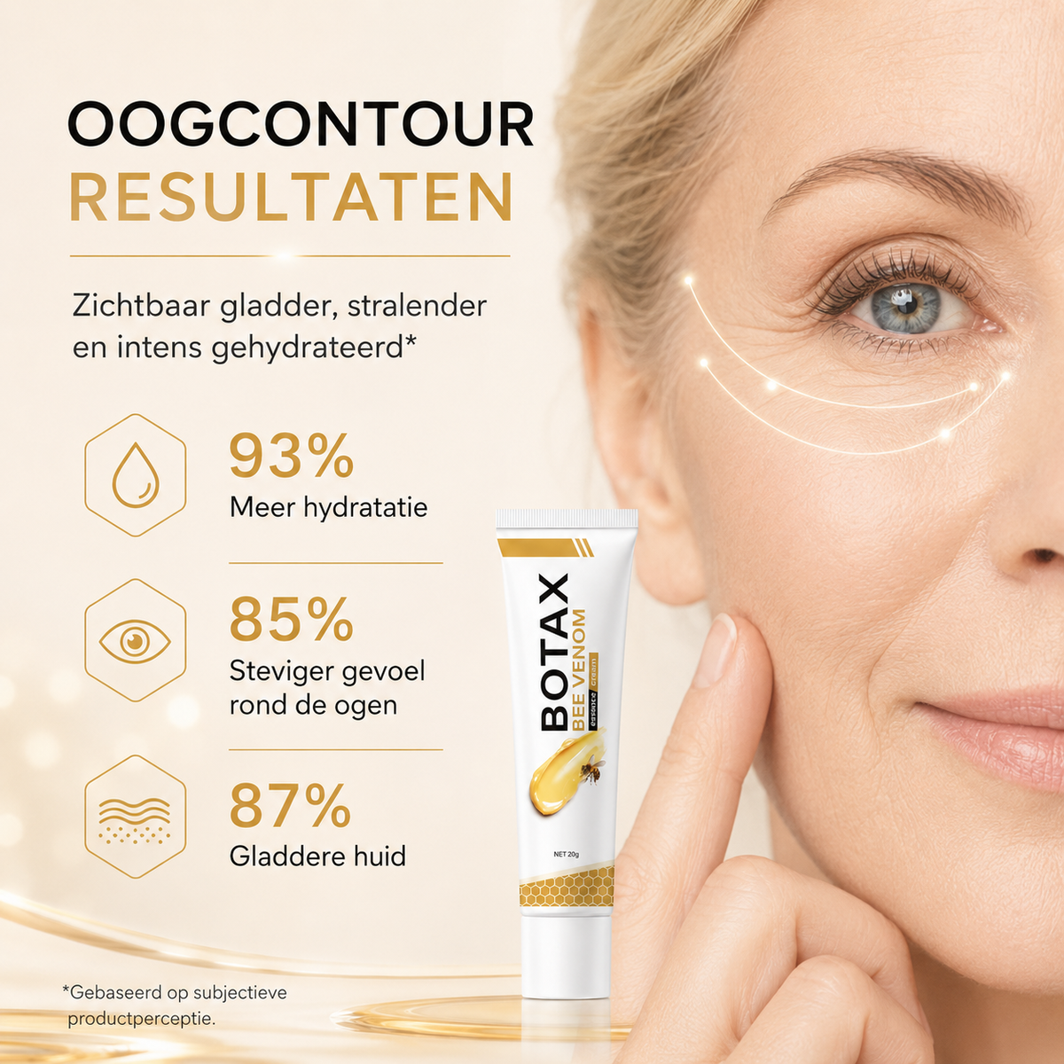 Resultaten van hydraterende oogcontourverzorging