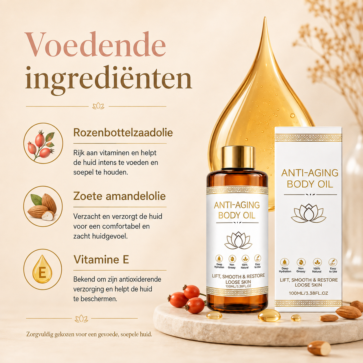 Voedende ingrediënten in de body oil