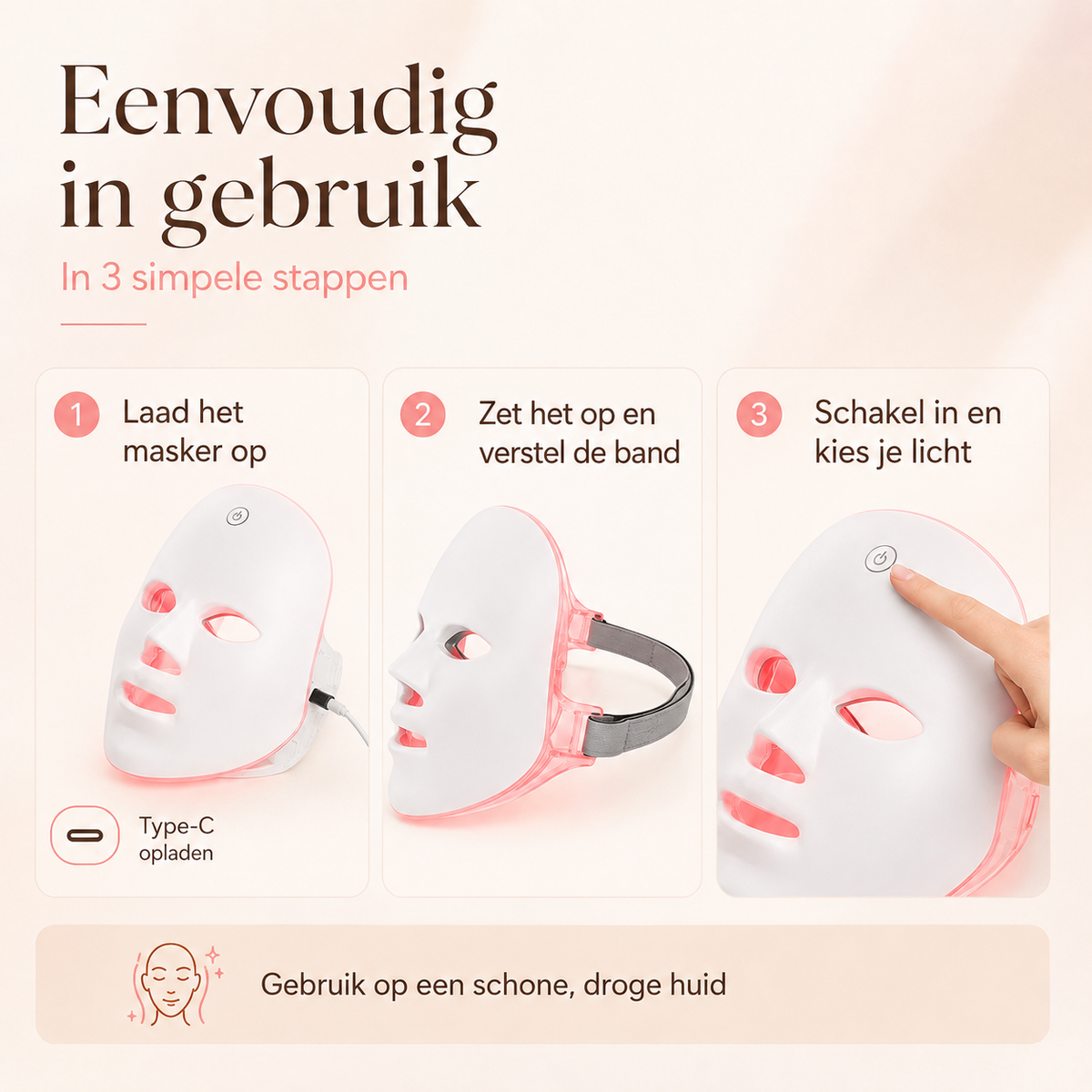 Gebruiksaanwijzing van het PureGlow LED-gezichtsmasker