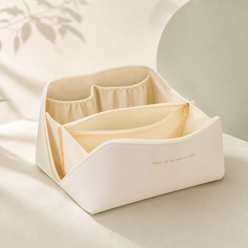 Luxe make-up organizer in wit met ruime vakverdeling