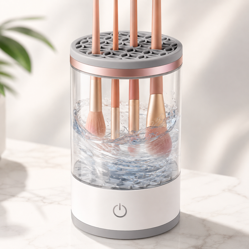 Automatische make-upkwastenreiniger met transparant reservoir