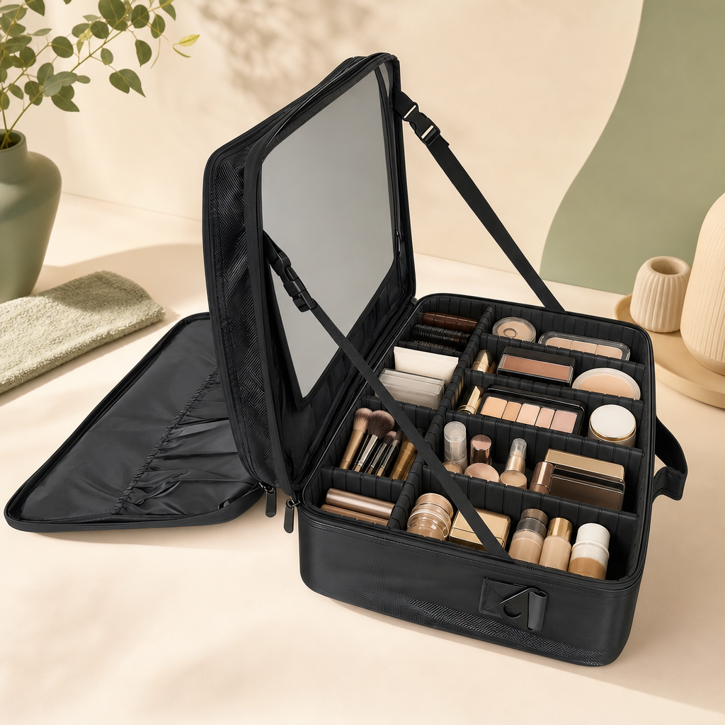 Professionele cosmetische tas met spiegel als reisorganizer